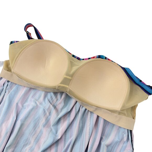 Swimsuits For All Multicolor Striped Tankini Top With Built-In Bra Size 26 - Picture 4 of 10